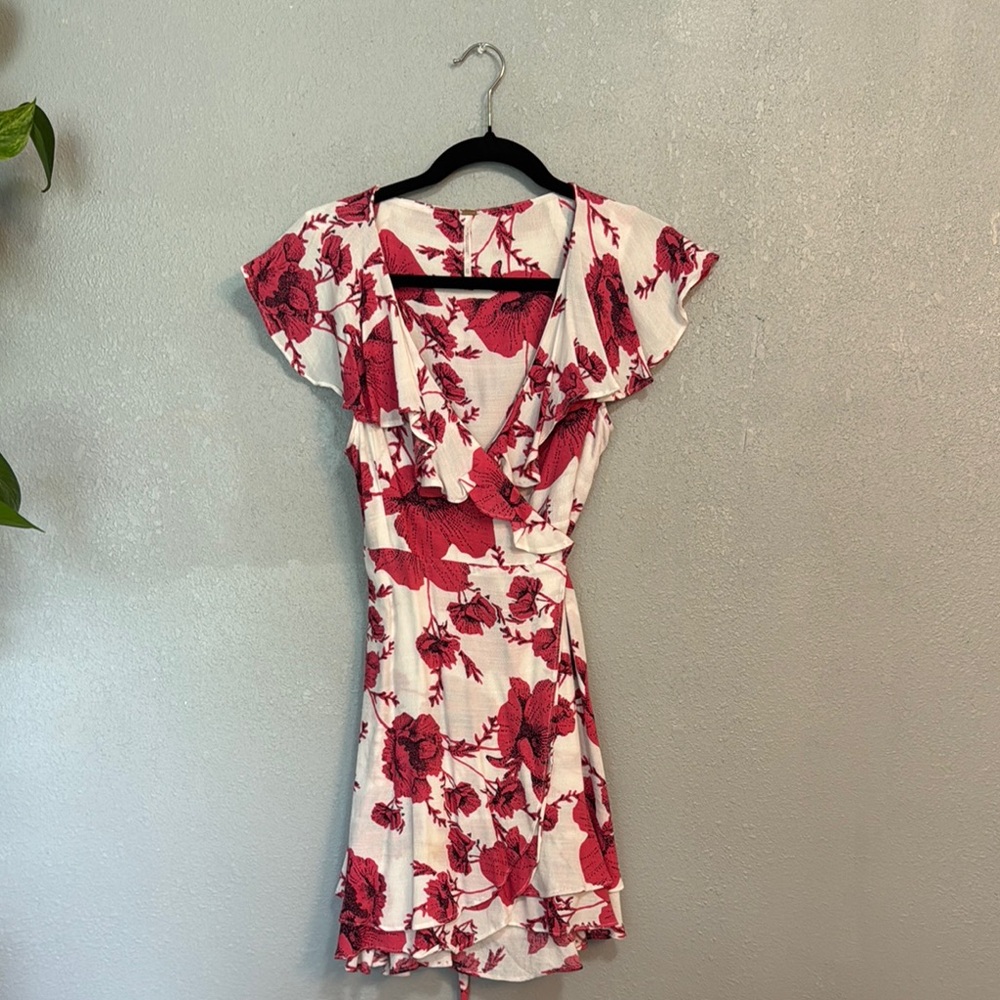 Free People Red Ruffled Wrap Sundress